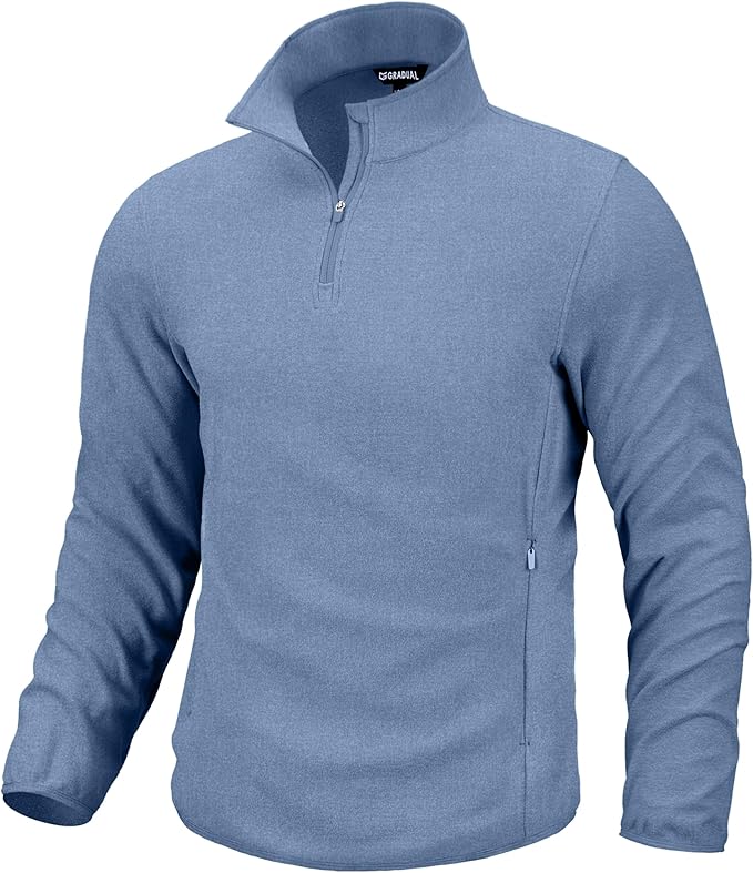 G Gradual Mens Quarter Zip Pullover Fleece with 2 Zipper Pockets Long Sleeve Golf Shirt Winter Athletic Sweater Lightweight