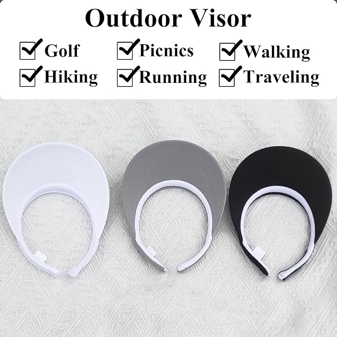 2 Pack Visor Women Men Sun Hat Clip On Visors Adjustable Sport Wide Brim Cap