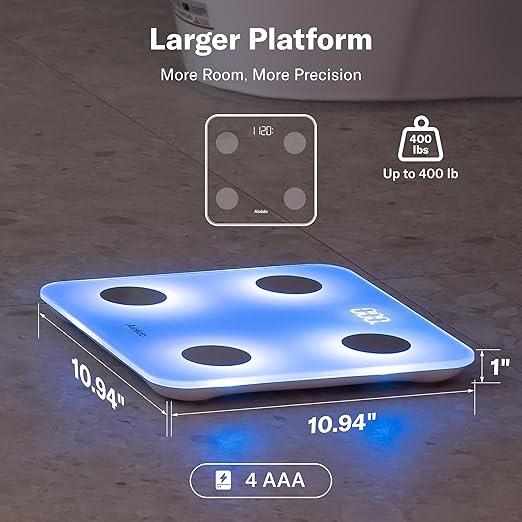 Alcedo Smart Body Fat Scale, Digital Scale with BMI, Fat Percentage, Muscle Mass, Color-Changing with Weight Variation, 400 lb, Bluetooth