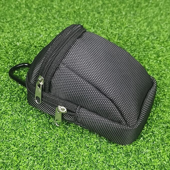 Golf Balls Pouch Bag Pocket Golf Ball Holder for Men Women Golf Tees Bag Pouch with Carabiner 2-Layers Zipper Golf Bags, 12*8*9CM, Quantity: 1
