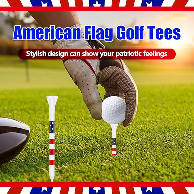 Dukars 3-1/4" Performance Golf Tees, Stars and Stripes, 100 Count