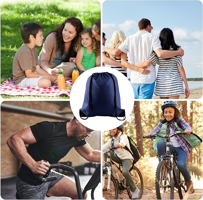 KUUQA 100Pcs Navy Blue Drawstring Backpack Bag Bulk Drawstring Bags String Bags Storage Bags Gym Backpack for Sport Gym Traveling