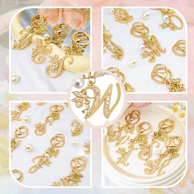 Initial Keychain Bag Charm Women Purse Charms for Handbags Accessories Charm for Wallet Butterfly Pendant for Girls