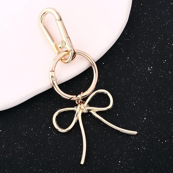 Sparkly Bow Bag Charm Keychain - Rhinestone Bow Key Chain for Women - Cute Purse Handbag Charms Accessories