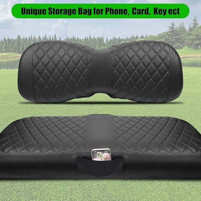 Golf Cart Seat Covers Compatible with Yamaha Drive G29 2007-2016 and 2017+ Drive 2 Carts, Made Thick Premium Marine Leather Custom Diamond Stripe Soft Comfortable/Anti-Scratch/Anti-Fading