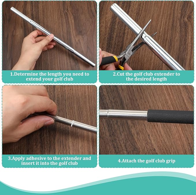 6Pcs Golf Club Extension Steel Shaft, for Iron Wooden Golf Repair and Replacement of Equipment Parts