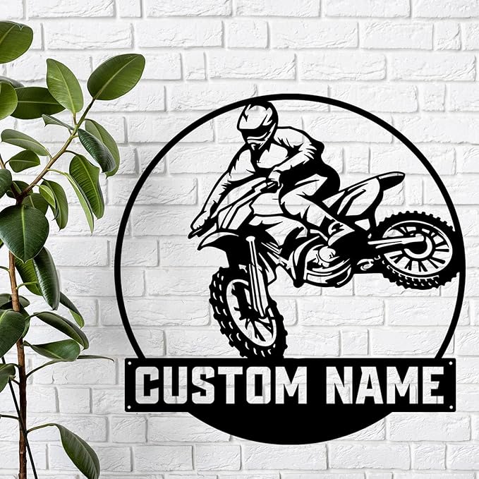 Custom Girl Motocross Biker Metal Sign, Unique LED Wall Art for Home Decor, gift for Bikers, Riders, and Enthusiasts, Durable Hanging Design, Great for Indoor or Outdoor Use