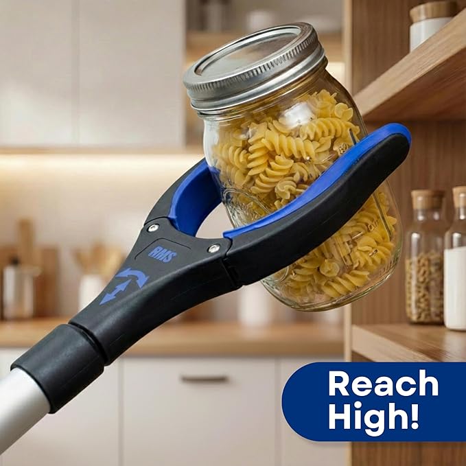 RMS 34 Inch Extra Long Reacher Grabber - Foldable Gripper and Reaching Tool with Rotating Jaw