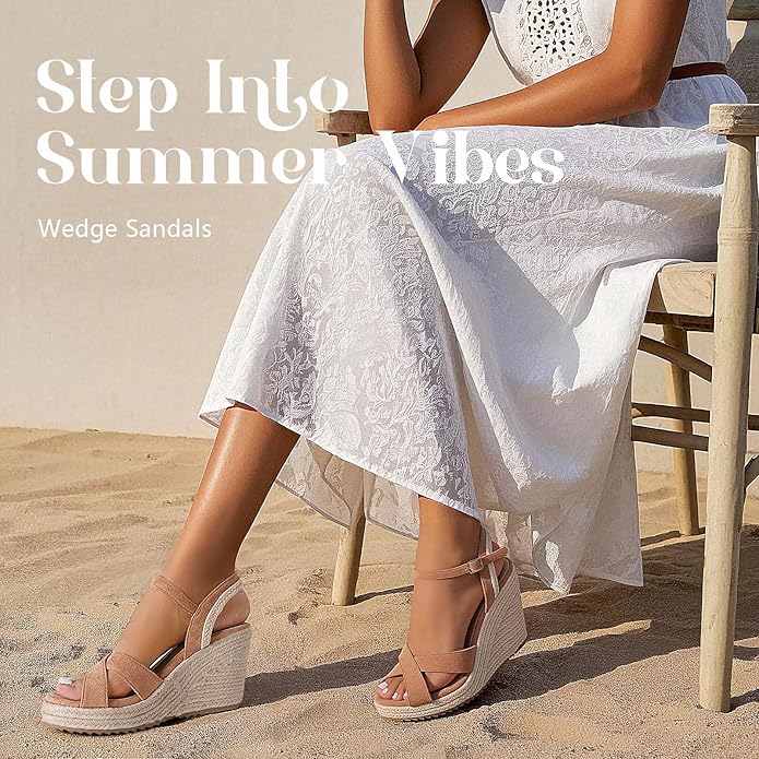 mikarka Women's Espadrille Wedge Sandals: Ankle Strap Platform Open Toe Wedges - Stylish High Heel Dressy Summer Wedges for Women, Inspired by Espadrilles