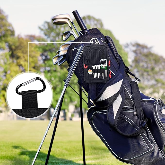 mytag Golf Ball Bag Pouch Zipper | Store 12-15 Balls, Golf Valuables Pouch Portable Outfit Organizer Bag Organizer Case Multipocket, Black