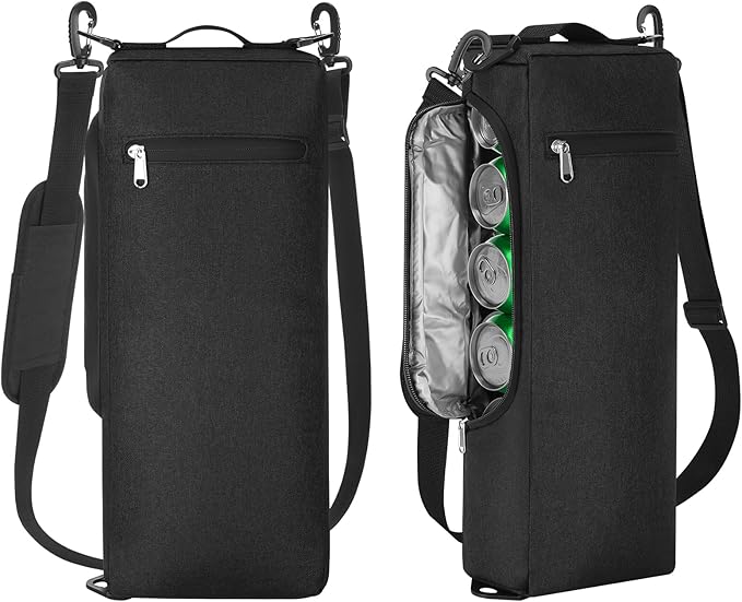 Golf Cooler Bag for Men Women, Small Soft Insulated Beer Cooler Holds 6 Pack of Cans or Two Wine Bottles, Portable Golf Accessories Cooler Sleeve for Camping Picnic Beach Outdoor