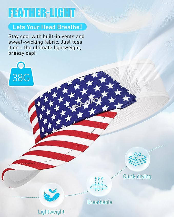 Sports Sun Visor Hats for Women Men Lightweight Breathable Cooling Stretchy Visors Foldable UPF 50+ for Running Tennis Golf
