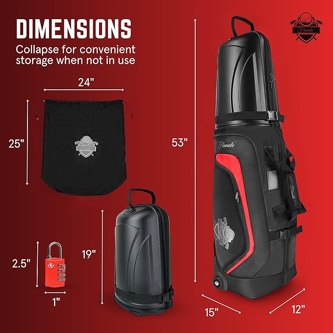 Golf Travel Bags for Airlines with Wheels, Hard Case Top, 1680D Ballistic Nylon, and Tank Wheels - TSA Lock and Dust Bag Included - Light & Easy to Maneuver Waterproof Golf Club Protection
