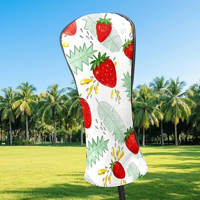 Premium Leather Golf Club Headcovers,Mango Pattern Fits Driver Hybrid Fairway 3/5 Wood,with Scratch-Resistant Lining, Gift for Men and Women