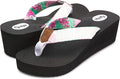 Floopi High Heel Wedge Sandals for Women-Comfort Yoga Mat Footbed for Support, Flip Flop Thong Platforms for Summer