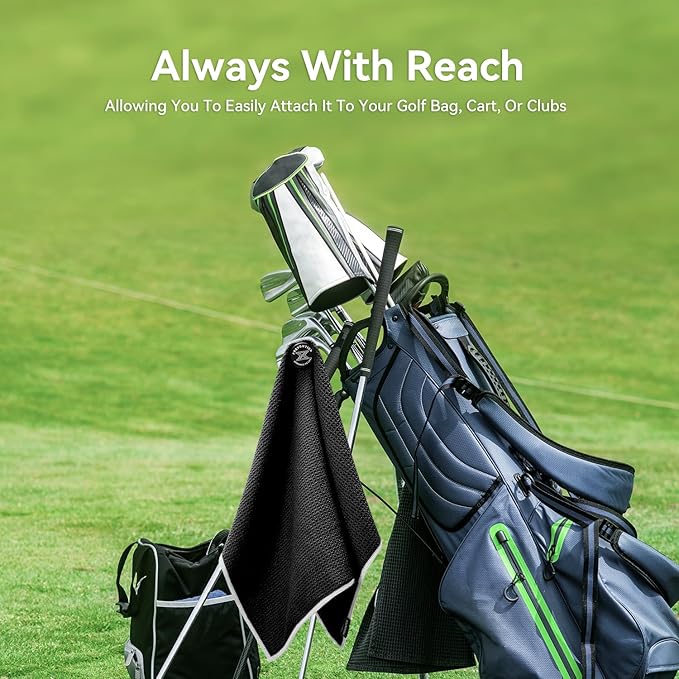 Magnetic Golf Towel with Clip and Cleaning Pocket -Ideal for Male Golfers, perftct Gifts for Men-Golf Accessories for Golf Bags, Carts or Clubs 24"*16"