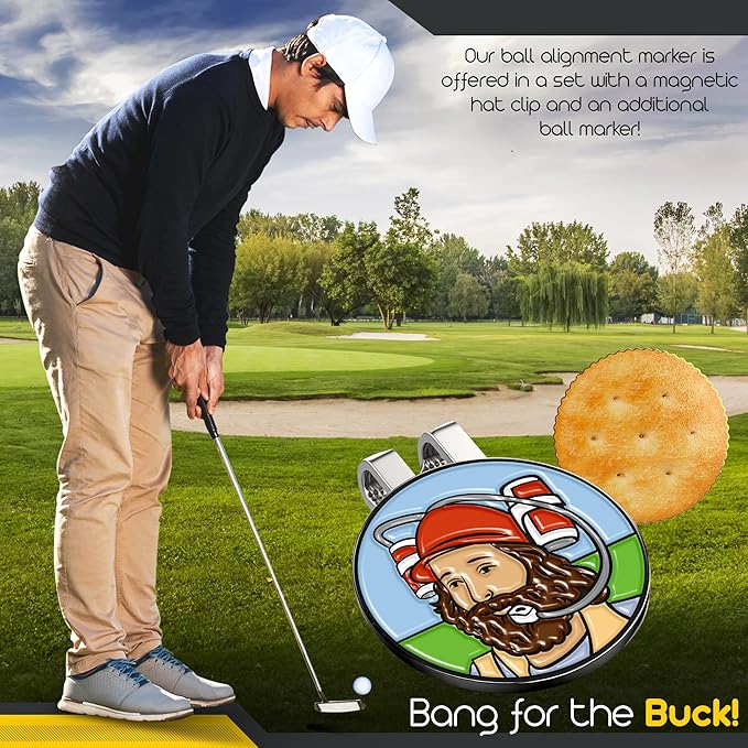 Gilmore Cracker Golf Ball Marker and Magnetic Hat Clip, Plus Bonus Drunk Caddy GolfBall Marker - Fun, Unique, and Must-Have Golfing Accessories Gifts to Bring Laughter and Excitement to Every Round!
