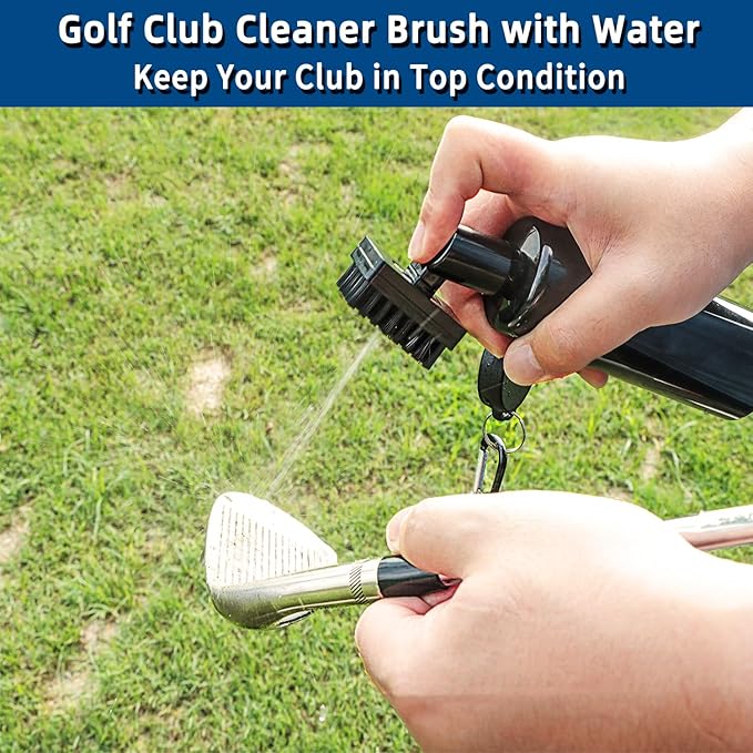 Golf Club Cleaner Brush, Golf Groove Sharpener Tool & Golf Towel, Golf Water Brush with Spray Bottle & Retractable Clip - Holds 5oz of Water, Essential Golf Accessories for Men for Golfer