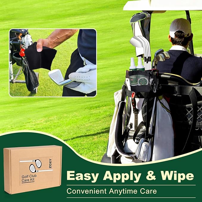 Golf Club Cleaning Kit–Clean, Polish, and Restore Irons, Drivers, Putters, Instant Rust, Buildup, Scuff–Golf Club Polishing Kit with Golf Club Cleaner, Polish, Solvent–Golf Accessories