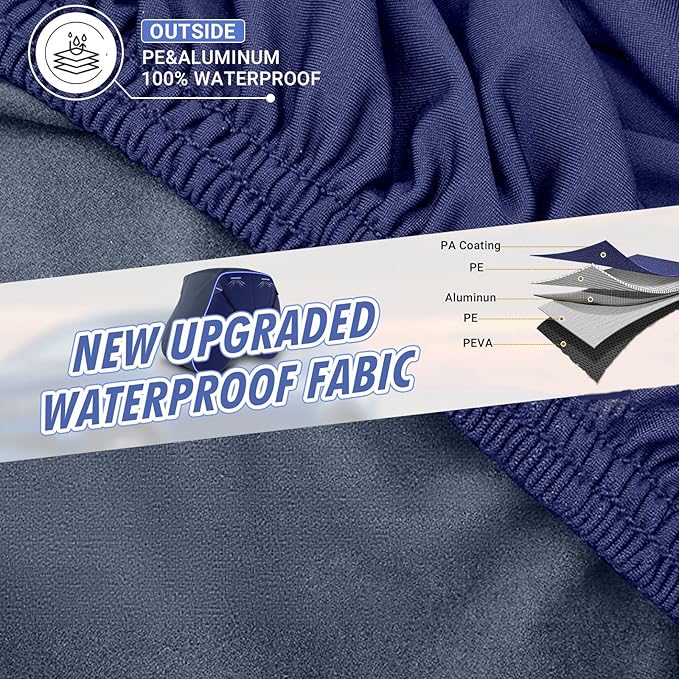 Golf Cart Cover Suitable 6/4+2 Passenger for Yamaha/EZGO Club Cart Heavy Duty 420D Waterproof Windproof Golf Cart Cover All-Weather Protection with Zipper Door Blue/Gray