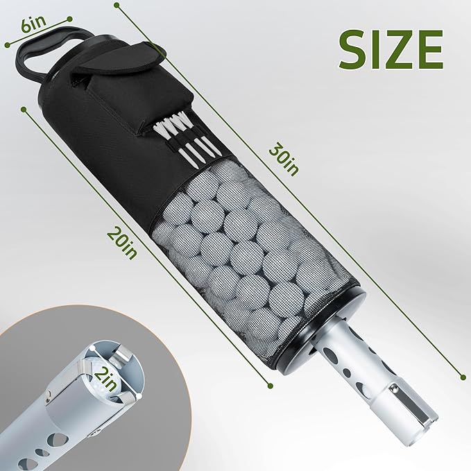 AKOZLIN Golf Ball Shag Bag with Detachable Aluminum Alloy Tube Golf Ball Retriever Large Capacity Shags Bag for Golf Ball Shagger Hold Up to 90 Balls