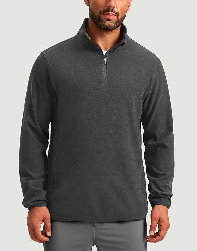 G Gradual Mens Quarter Zip Pullover Fleece with 2 Zipper Pockets Long Sleeve Golf Shirt Winter Athletic Sweater Lightweight