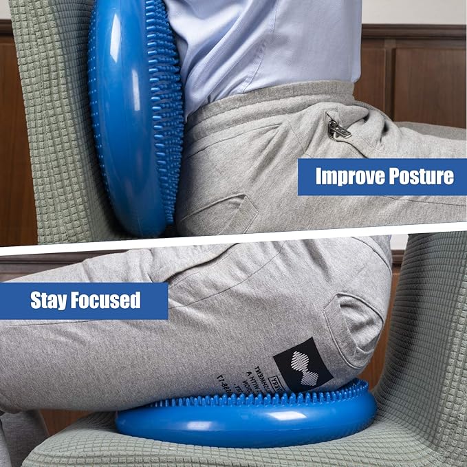 Balance Disc for Chair Wiggle Seat for Sensory Kids Wobble Cushion for Desk Office Exercise - Improve Stability Core Strength Posture Attention - 13” Diameter 2 Pack with Hand Pump