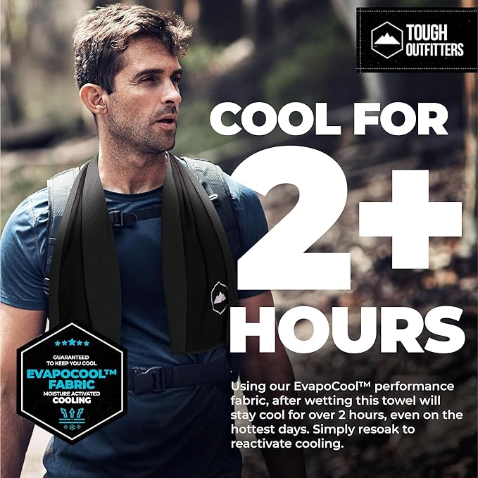 Tough Outdoors Cooling Towel - Cooling Towels for Neck & Face - Ice Wrap & Sweat Rag for Camping Gym Yoga & Sports - Workout Towel for Gym Sweat - Cool Towels for Extreme Heat