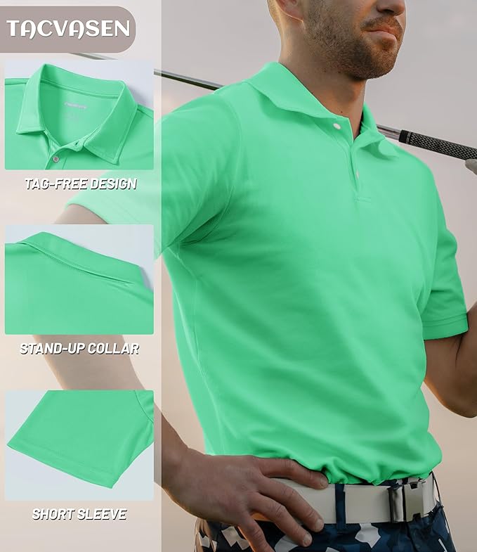TACVASEN Mens Golf Shirt Dry Fit Mens Polo Shirts Short Sleeve Performance Golf Polos for Men with Collar Work Shirts