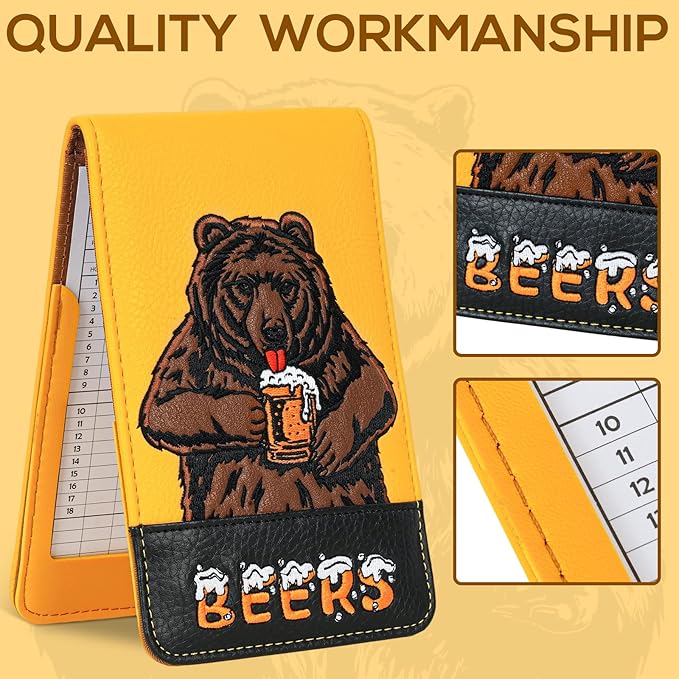 Golf Scorecard Holder & Yardage Book Cover, Golf Accessories Black Premium Leather Yardage Book Holders Cover