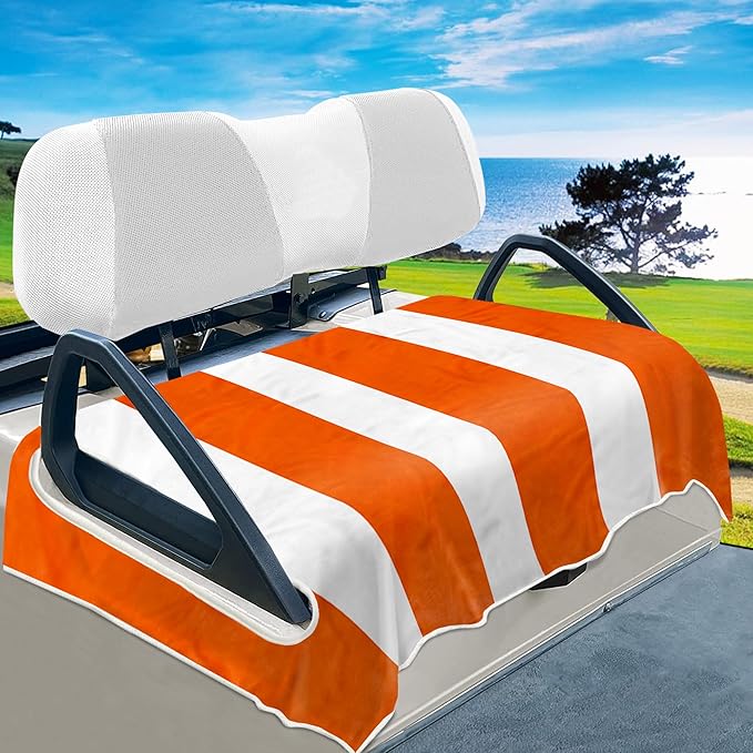 YOKYHOM Golf Cart Seat Covers, Orange Golf Cart Seat Towel Blanket Keeps Seat Comfortable and Clean, 100% Microfiber, 51''x 31'', for EZGO, Yamaha, Club Car and More 2-Seat Golf Carts
