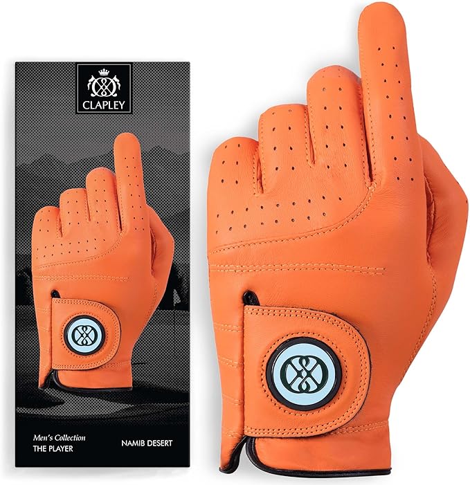 CLAPLEY Men’s Golf Glove – Premium Cabretta Leather with Magnetic Ball Marker, Breathable Design, Good Elasticity, Precious Gift for Golfers, Super Soft Feel, Left and Right Hand, Secure Fit