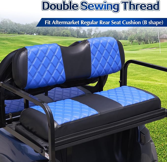 NOKINS 4PCS Golf Cart Diamond Seat Covers Kit,Front and Rear Seat Covers Fits for EZGO/Club Car/Yamaha Original Regular Seat Cushion, No Stapler