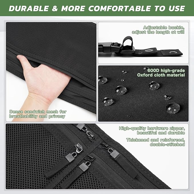 T TGBROS Universal Golf Cart Storage Organizer – Overhead Mesh Bag, Front Basket with Cup Holders & Push Cart Zippered Pouch Fits Club Car, EZGO, Yamaha, Kandi, Push Carts Large Capacity