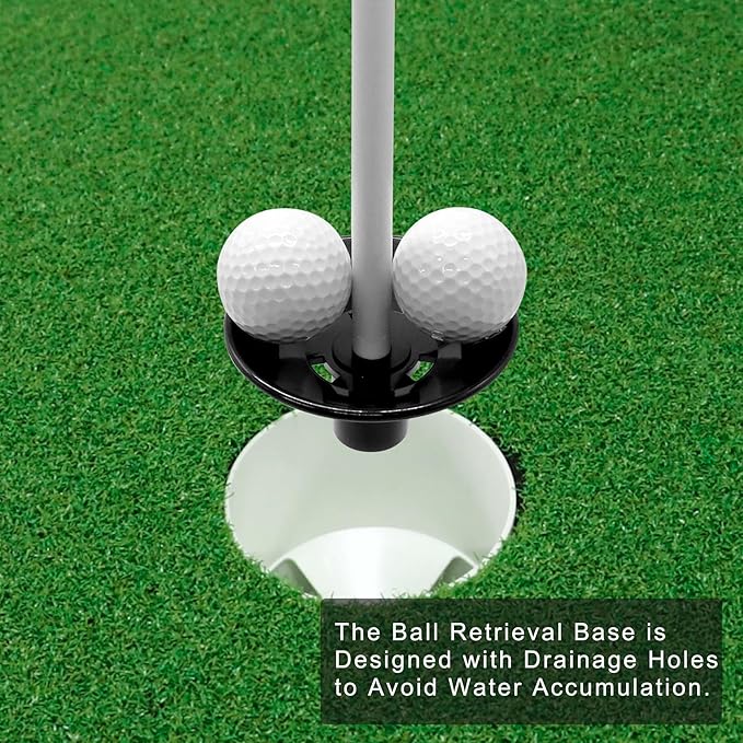 Golf Flagpole - Detachable Design - Ball Retrieval Base - Perfect for Backyard Practice Putting Green, Country Club, Driving Range - 3FT | 6FT in Height Optional