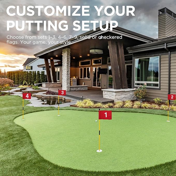 KINGTOP Golf Flagstick Mini, Putting Green Flag for Yard, All 3 Feet, Double-Sided Numbered Golf Flags, Golf Pin Flag Hole Cup Set, Portable 2-Section Design, Gifts Idea