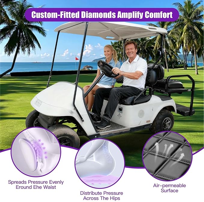 EZGO seat Cover, fit for TXT RXV-4 Vinyl seat Cover, Diamond Texture, Easy to Install Golf cart Accessories, no Staples Required (Black, Suitable for 1994-2013)