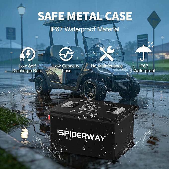 48V 150Ah Lithium Battery Golf Cart with 25A Charger, 48V LiFePO4 Battery, LCD Monitor & Mobile APP, 6000+ Cycles 48V Golf Cart Battery, Built-in 200A BMS, Max 10.24kW Output, Perfect for Golf Carts