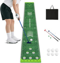 Goplus Putting Green Mat, Portable Golf Game Set with 2 Adjustable Putters, 6 Balls, Carrying Bag, Golf Putting Mat for Party, Practice, Home, Backyard