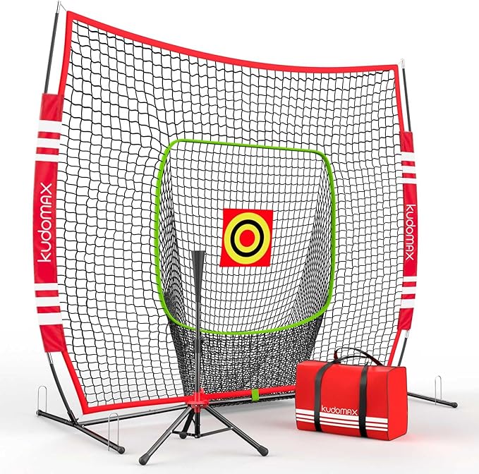 Baseball/Softball 6×6FT Kids Practice Net for Hitting & Pitching,Stable Bow Frame, Batting Tee, Target and Strike Zone for Throwing, Most Suitable for Kids and Teenager