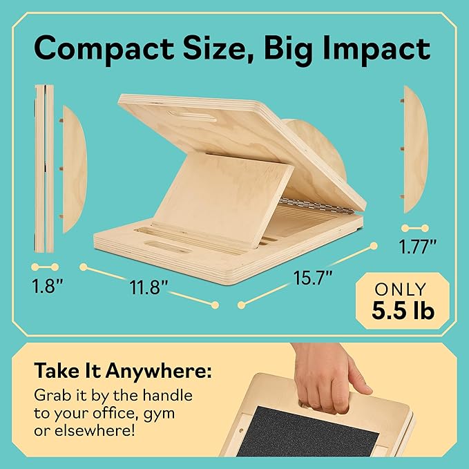 Slant Board with 6 Incline Angles - Transforms Into a Balance Board - Premium Calf Stretcher and Wobble Board for Effective Calf Stretching and Squats - Slant Boards for Exercise & Calf Stretch Board with Velour Board Surface