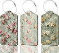 Luggage Tags for Suitcases Durable Leather Luggage Tags Cute Travel Name Tags for Cruise Ships Travel Essentials 3 Pack (Vintage Floral)