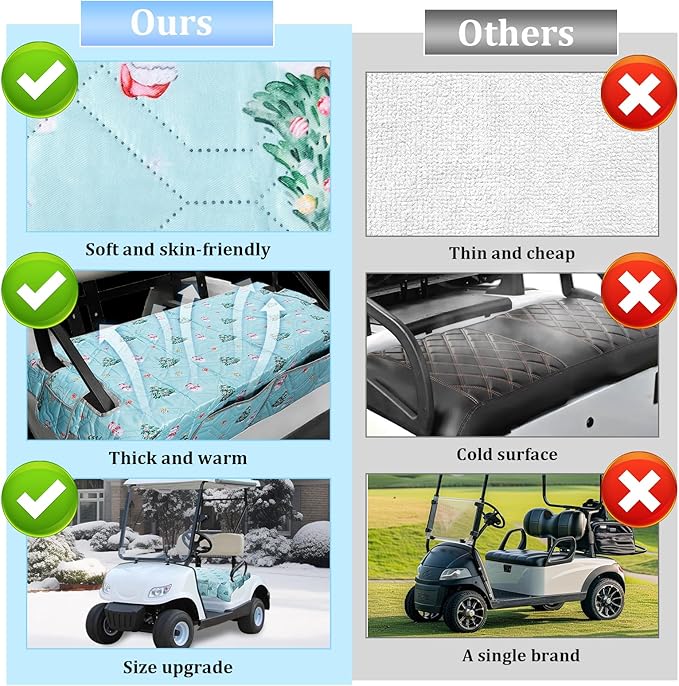 Golf Cart Seat Covers,Nonskid Bottom Golf Cart Seat Towel Blanket with 2 Front Pockets,Short Plush Surface, Soft and Comfortable,Fits for EZGO, Yamaha, Club Car and More 2 Person Seats Golf Carts