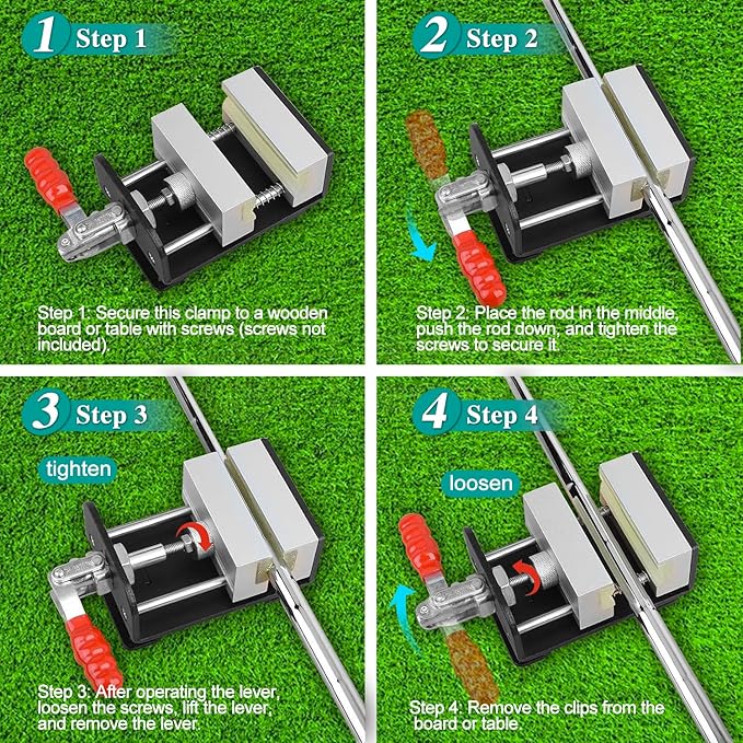Golf Club Vise Duty Clamp for Precision Shaft/Grip Work + 4-Pack Mini Score Counters - Complete Set for Grip Replacement, Club Customization & Portable Stroke Tracking on The Green