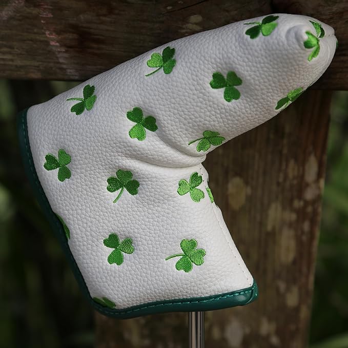 Golf Club Headcover, Premium Leather Embroidery Mallet Putter Cover Blade Head Covers, Stylish Golf Accessories, Great Golf Gifts for Men and Women Golfers
