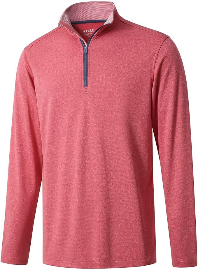 M MAELREG Quarter Zip Golf Pullover Men Dry Fit Long Sleeve Performance Wicking Mock Neck 1/4 Zip Pullover Mens Sweatshirt