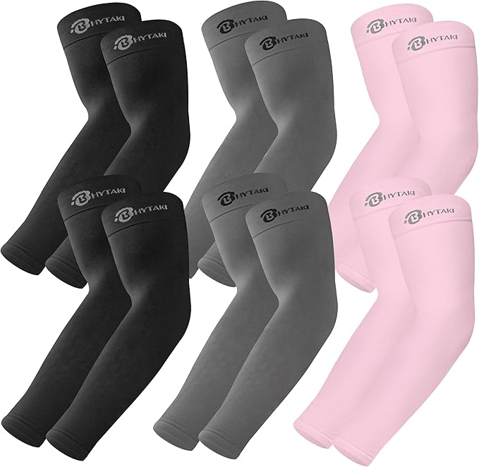BHYTAKI UV Sun Protection Arm Sleeves, UPF 50 Sports Cooling Arm Compression Sleeves for Men Women Teenager
