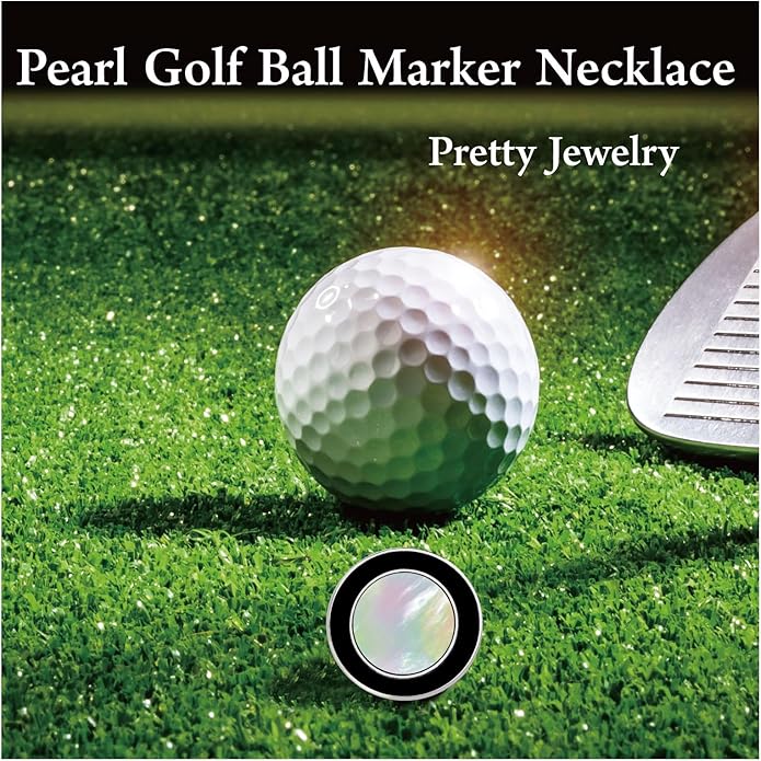 Golf Ball Marker Necklace with Pearl Ball Marker, Golf Accessories, Golf Gifts, Golf Ball Markers for Women