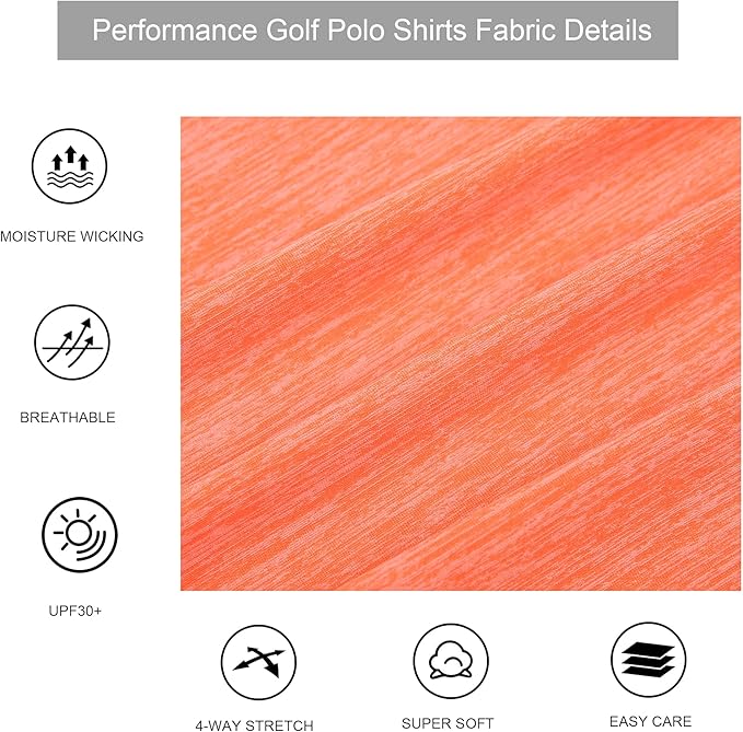 Alex Vando Mens Golf Shirt Moisture Wicking Quick-Dry Short Sleeve Casual Polo Shirts for Men