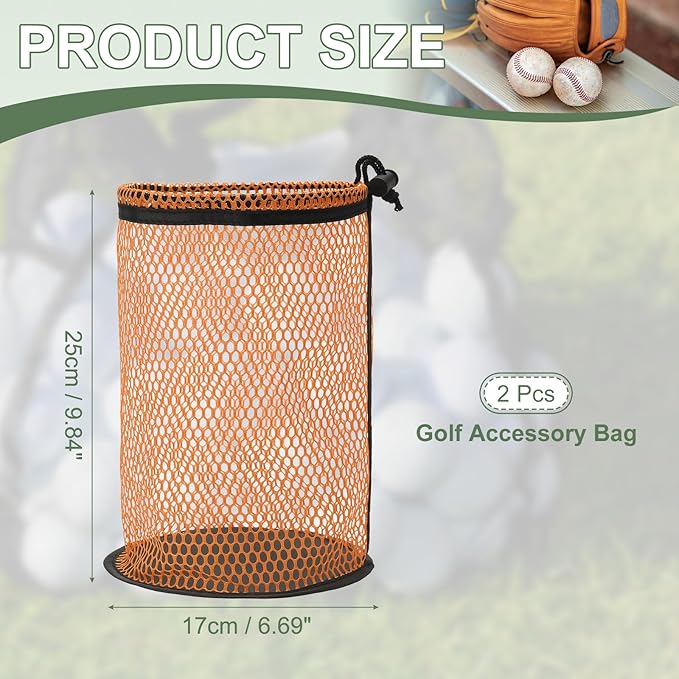 Golf Ball Storage Bag Nylon Mesh Golf Pouch with Adjustable Drawstring Closure for Balls Outdoor Sports Supplies